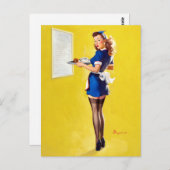 Waitress omhoog briefkaart (Voorkant / Achterkant)