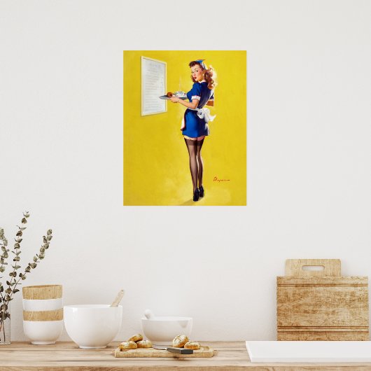 Waitress omhoog poster (Keuken)