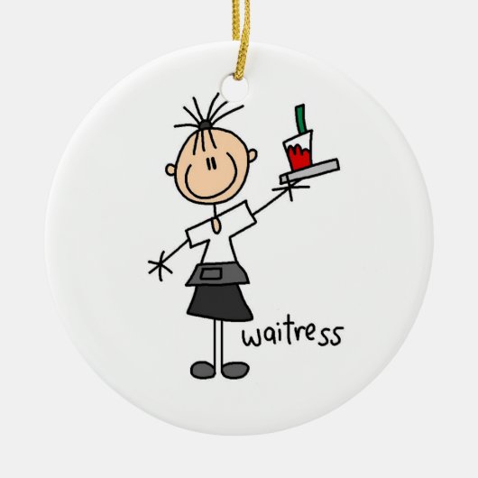Waitress-tekentafel Keramisch Ornament (Voorkant)