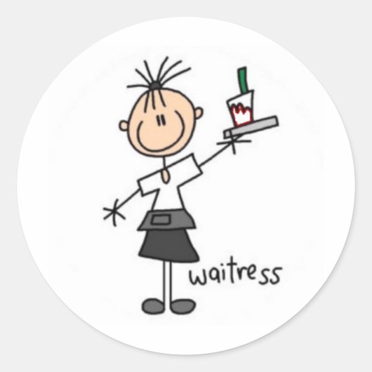 Waitress-tekentafel Ronde Sticker (Voorkant)