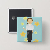Waitress Vierkante Button 5,1 Cm (Voorkant /achterkant)