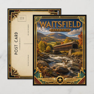 Waitsfield Vermont Vintage Art Deco Gouden Tijdper Briefkaart