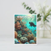 Wakatobi Indonesia Scuba Diver Briefkaart (Staand voorkant)