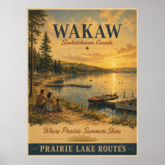 Wakaw Saskatchewan Prairie Zomer Vintage Poster