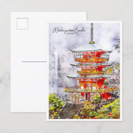 Wakayama Castle Japan vintage reizen waterverf Briefkaart
