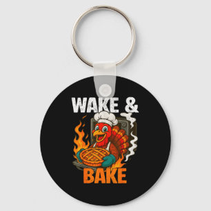 Wake And Bake Grappige Vintage Kalkoen Thanksgivin Sleutelhanger