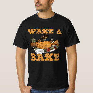 Wake and bakken kalkoen feest maaltijd diner chef- t-shirt