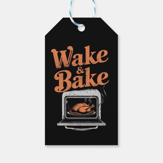 Wake Bake Turkey Diner Grappige Thanksgiving Cadeaulabel (Achterkant)