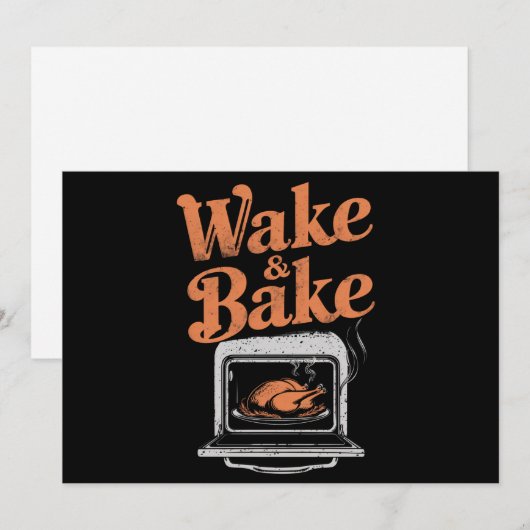 Wake Bake Turkey Diner Grappige Thanksgiving  Feestdagenkaart (Voorkant / Achterkant)