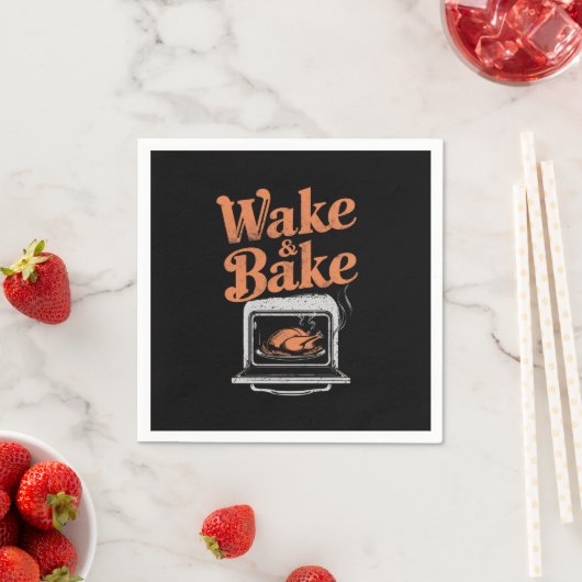 Wake Bake Turkey Diner Grappige Thanksgiving Servet (Insitu)