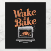 Wake Bake Turkey Diner Grappige Thanksgiving  Wijn Etiket (Enkel label)