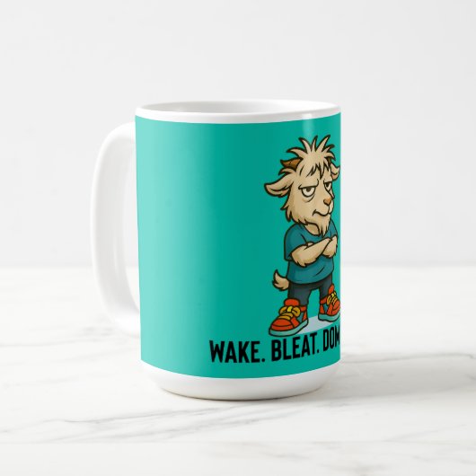 Wake Bleat Dominate Goat Mug Koffiemok (Voorkant links)