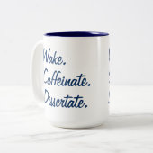 Wake. Caffeinaat. Dissertaat. Tweekleurige Koffiemok (Voorkant links)