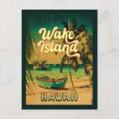 Wake Island Hawaii  Retro Palm Trees 60s Briefkaart (Voorkant)