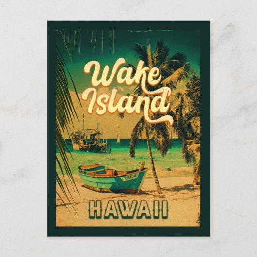 Wake Island Hawaii  Retro Palm Trees 60s Briefkaart (Voorkant)