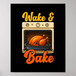 Wake Ke Turkey Feestmaal Diner Chef Grappig Bedank Poster