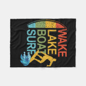 Wake Lake Boot Surfen Surfen Surfplank Surfboard Fleece Deken (Voorkant (Horizontaal))