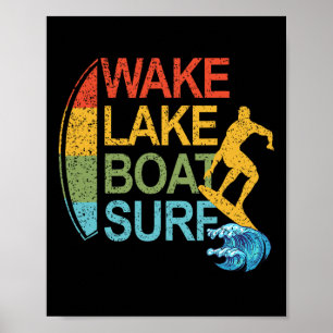 Wake Lake Boot Surfen Surfen Surfplank Surfen Poster