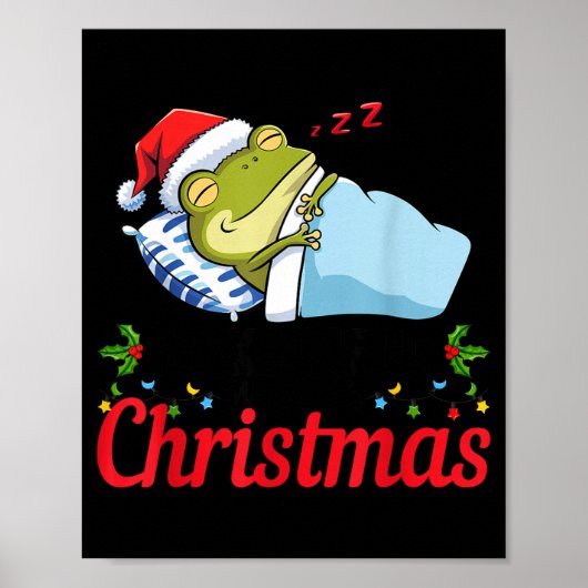 Wake Me Up When It's Christmas Cute Frog Animal Sl Poster (Voorkant)