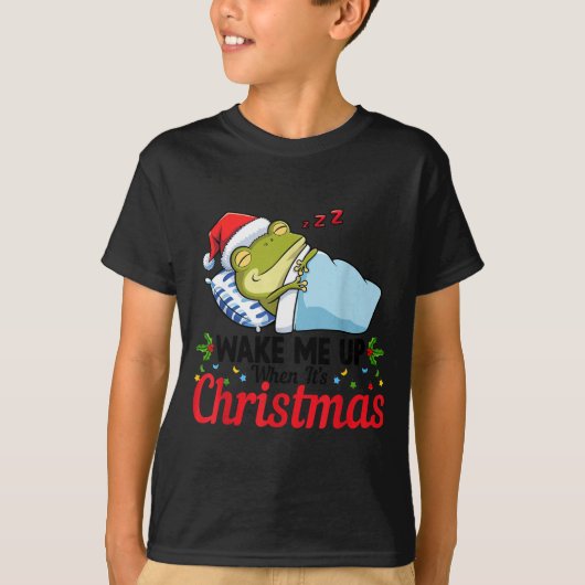 Wake Me Up When It's Christmas Cute Frog Animal Sl T-shirt (Voorkant)