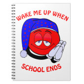 Wake me up when school ends funny emoji notitieboek (Voorkant)