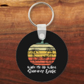 Wake Me Up When Summer Ends Funny Skeleton Hallowe Sleutelhanger (Voorkant)