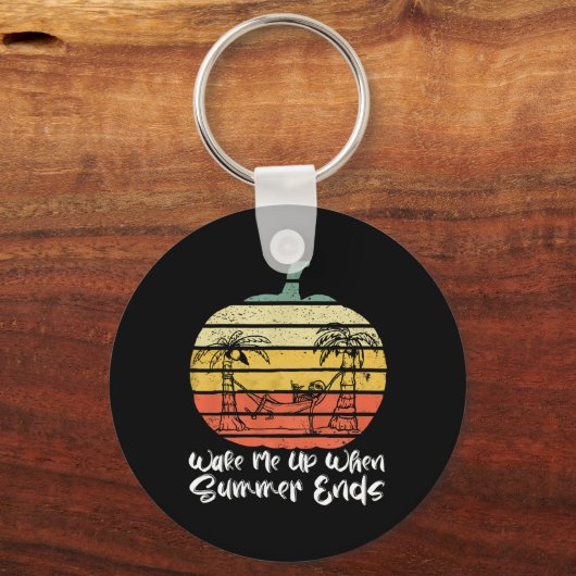 Wake Me Up When Summer Ends Funny Skeleton Hallowe Sleutelhanger (Voorkant)
