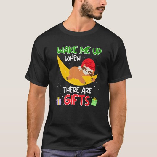 Wake me up when there ares sloth Christmas T-shirt (Voorkant)