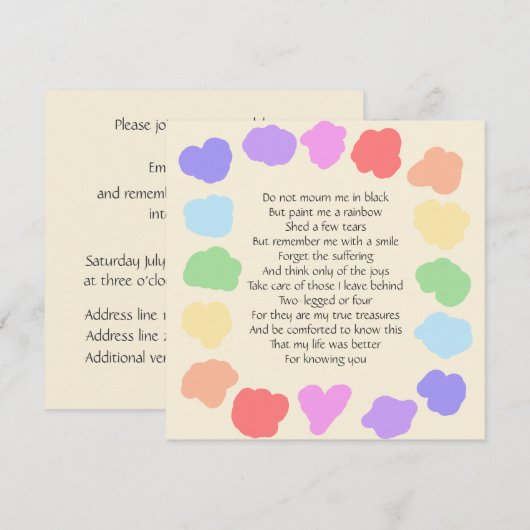  Wake / Memorial - Rainbow Poem Kaart (Voorkant / Achterkant)