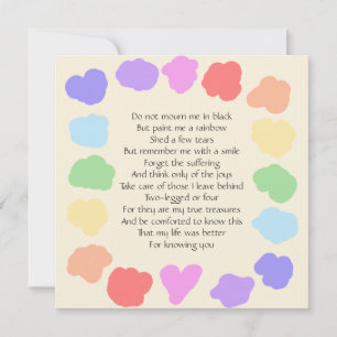 Wake / Memorial - Rainbow Poem Kaart