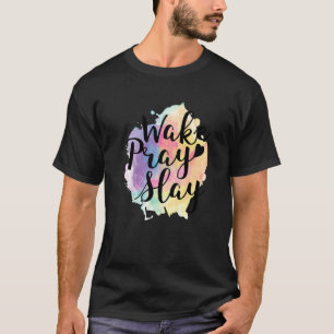 Wake Pray Slay Cute Rainbow Faith Religie T-shirt