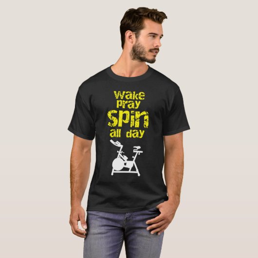 Wake Pray Spin de hele dag Briefpapier Bike Spin C T-shirt (Voorkant volledig)