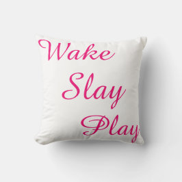 Wake Slay Play White Black en Roze REVERSABLE Kussen