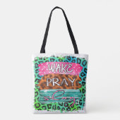 Wake Slay Pray leopard print Tote Bag (Achterkant)