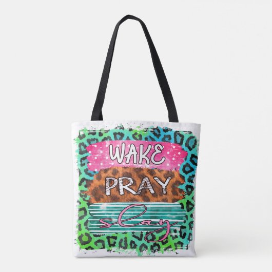 Wake Slay Pray leopard print  Tote Bag (Achterkant)