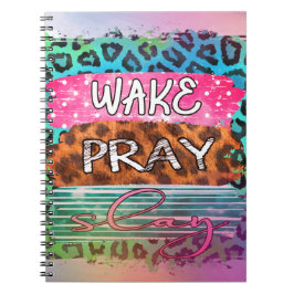 Wake Slay Pray Luipaardprint Spiraal Fotoboek Notitieboek