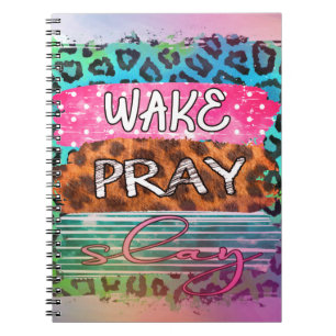 Wake Slay Pray Luipaardprint Spiraal Fotoboek Notitieboek