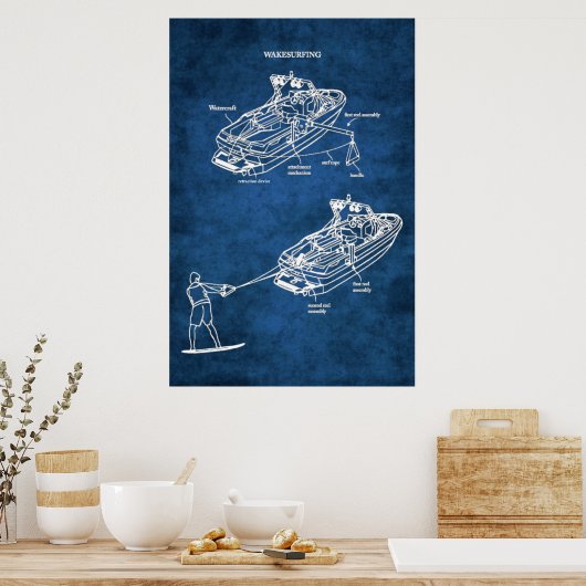 Wake Surfen Patent Art Print nr. 1 (Keuken)