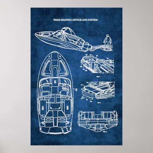 Wake Surfen Patent Art Print nr. 2 (Voorkant)