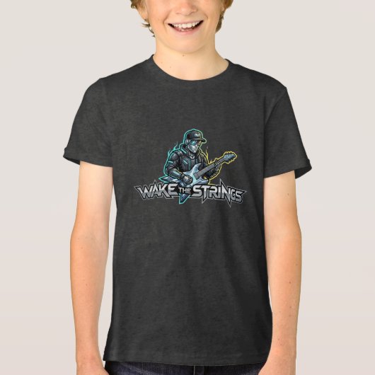 Wake The Strings Retro Future Art Tri-Blend Shirt (Voorkant)