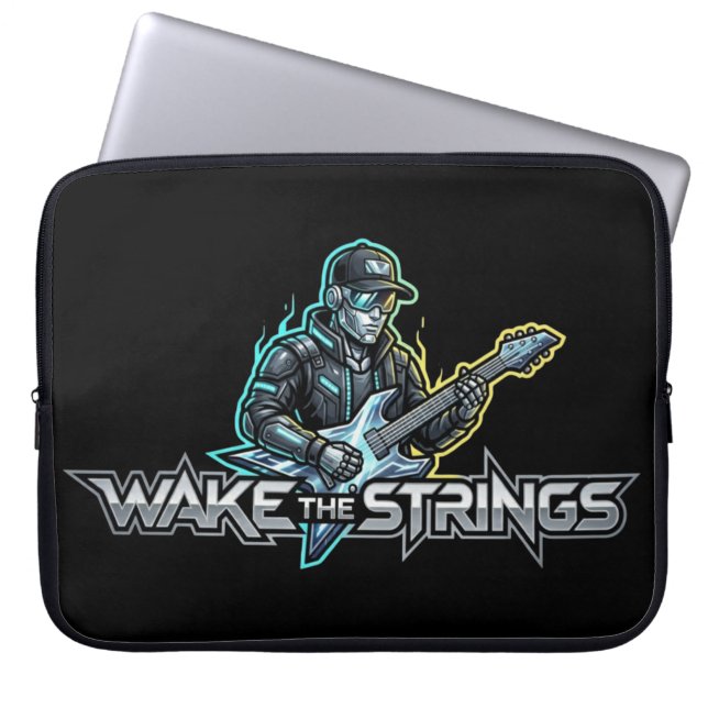 Wake The Strings Retro Future Kunst Laptop Sleeve (Voorkant)