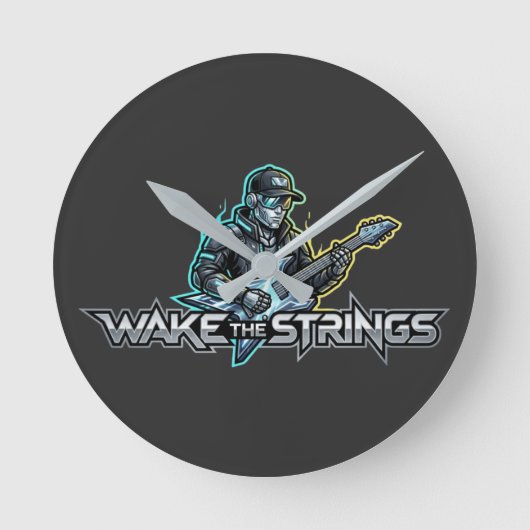 Wake The Strings Retro Future Kunst Ronde Klok (Voorkant)