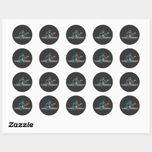 Wake The Strings Retro Future Kunst Ronde Sticker (Vel)