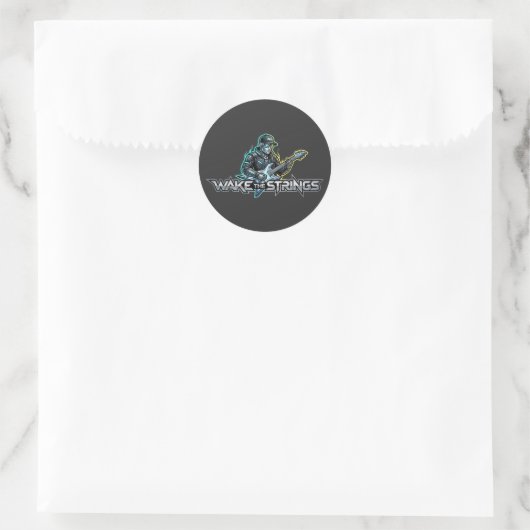 Wake The Strings Retro Future Kunst Ronde Sticker (Tas)