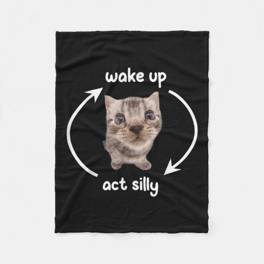 Wake Up Act Gekke Cat _ Wake Up Act Gekke Cat Kind Fleece Deken (Voorkant)