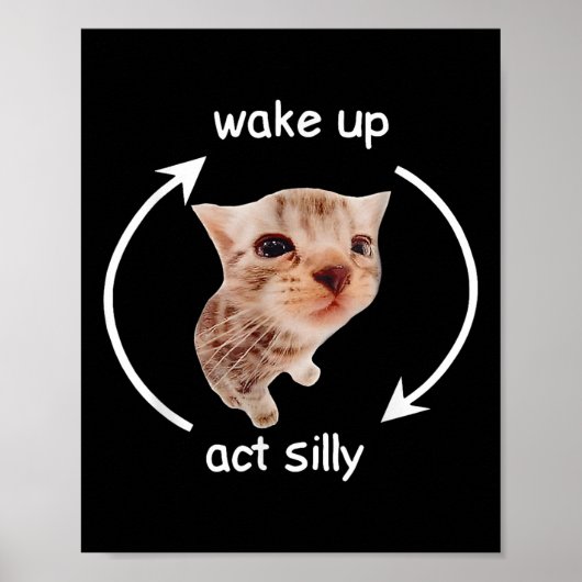 Wake Up Act Gekke _ Huilende Banaan Cat Meme Poster (Voorkant)