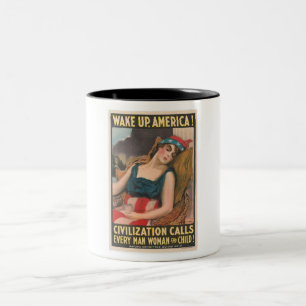 Wake Up America Poster Tweekleurige Koffiemok