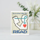 "Wake Up and Read"  Library-Poster Briefkaart (Staand voorkant)