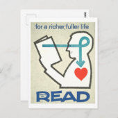 "Wake Up and Read"  Library-Poster Briefkaart (Voorkant / Achterkant)