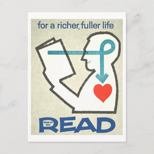 "Wake Up and Read"  Library-Poster Briefkaart (Voorkant)